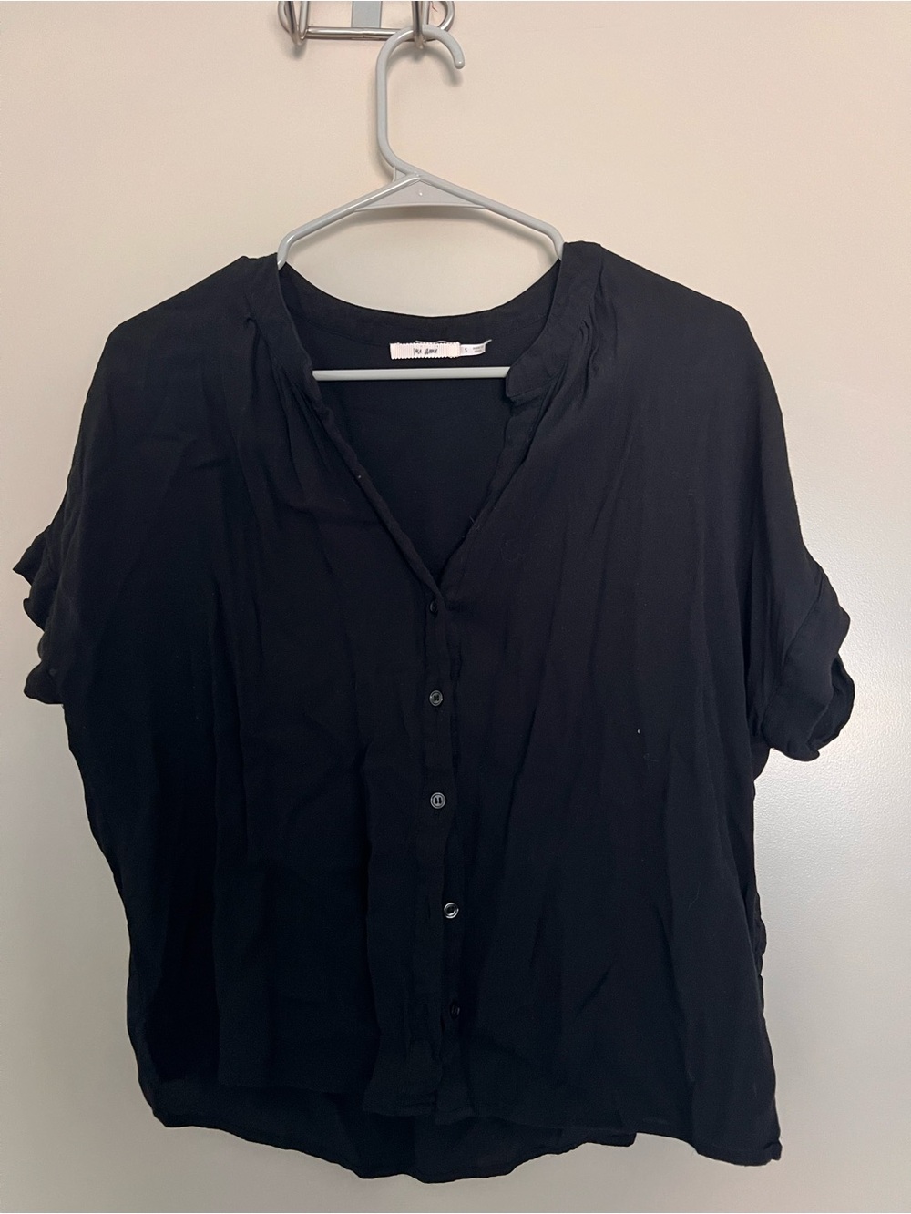 Relaxed Black Button-Front Women’s Top